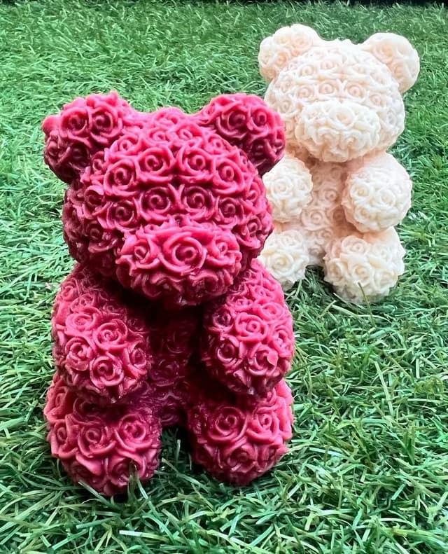 Rose Bear Candle