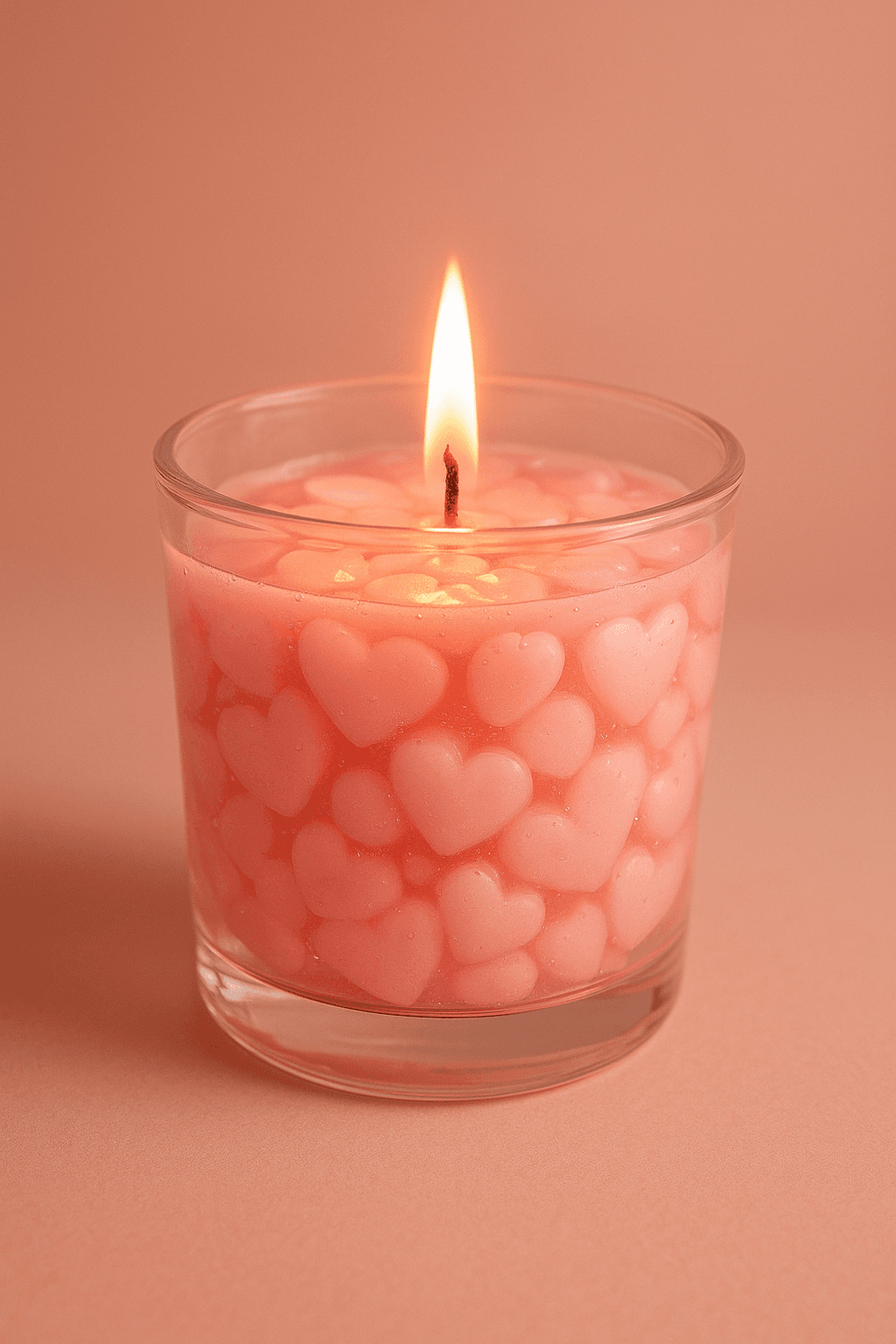 Pink hearts candle